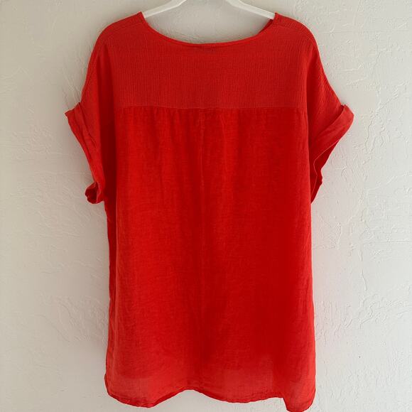 SAIPH LAB | Plus Size NEW Women's 3X Orange 100% Linen Tunic Top Made in Italy - Picture 5 of 12